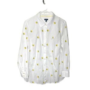 Talbots Plus Novelty Print Cotton Lemon Wedge Button Up/ Down Blouse Sz 1X